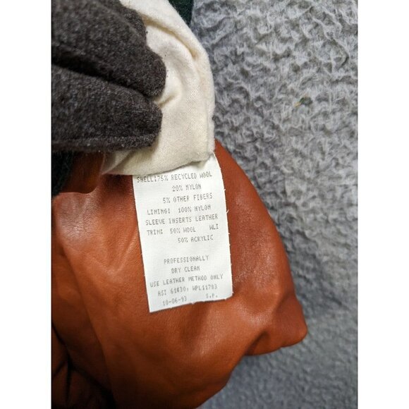 Vintage Holloway College Jacket Large Letterman Varsity Wool Leather Green Brown - Picture 4 of 16